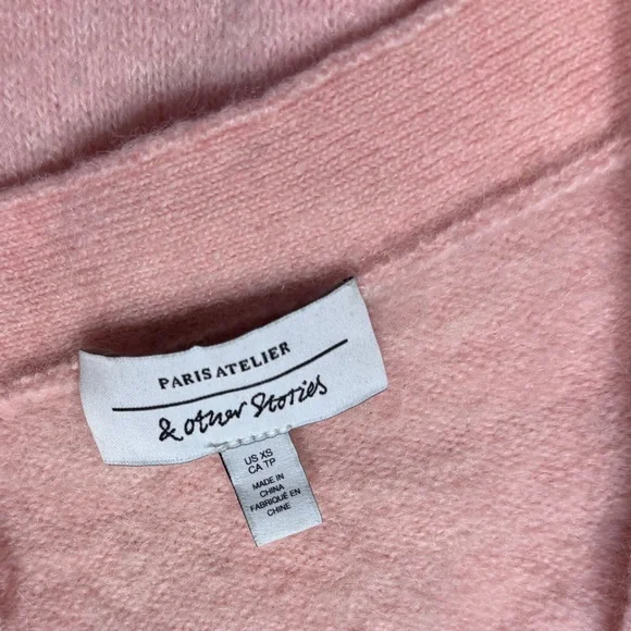 Paris Atelier & Other Stories Soft Pink Wool & Alpaca Blend Bee Cardigan - Picture 8 of 12